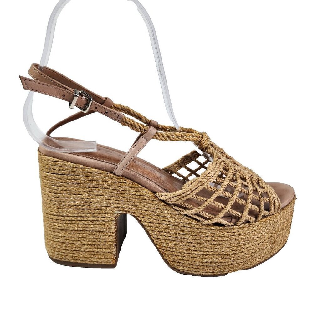 Vicenza Anthropologie Melissa Woven Platform Sandals In Boho Beige Size US 6 - Picture 2 of 16